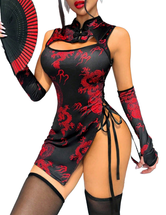 Sexy Lingerie Fantasy Costume Sexy Series Printed Cut-Out Slit Women's Costume