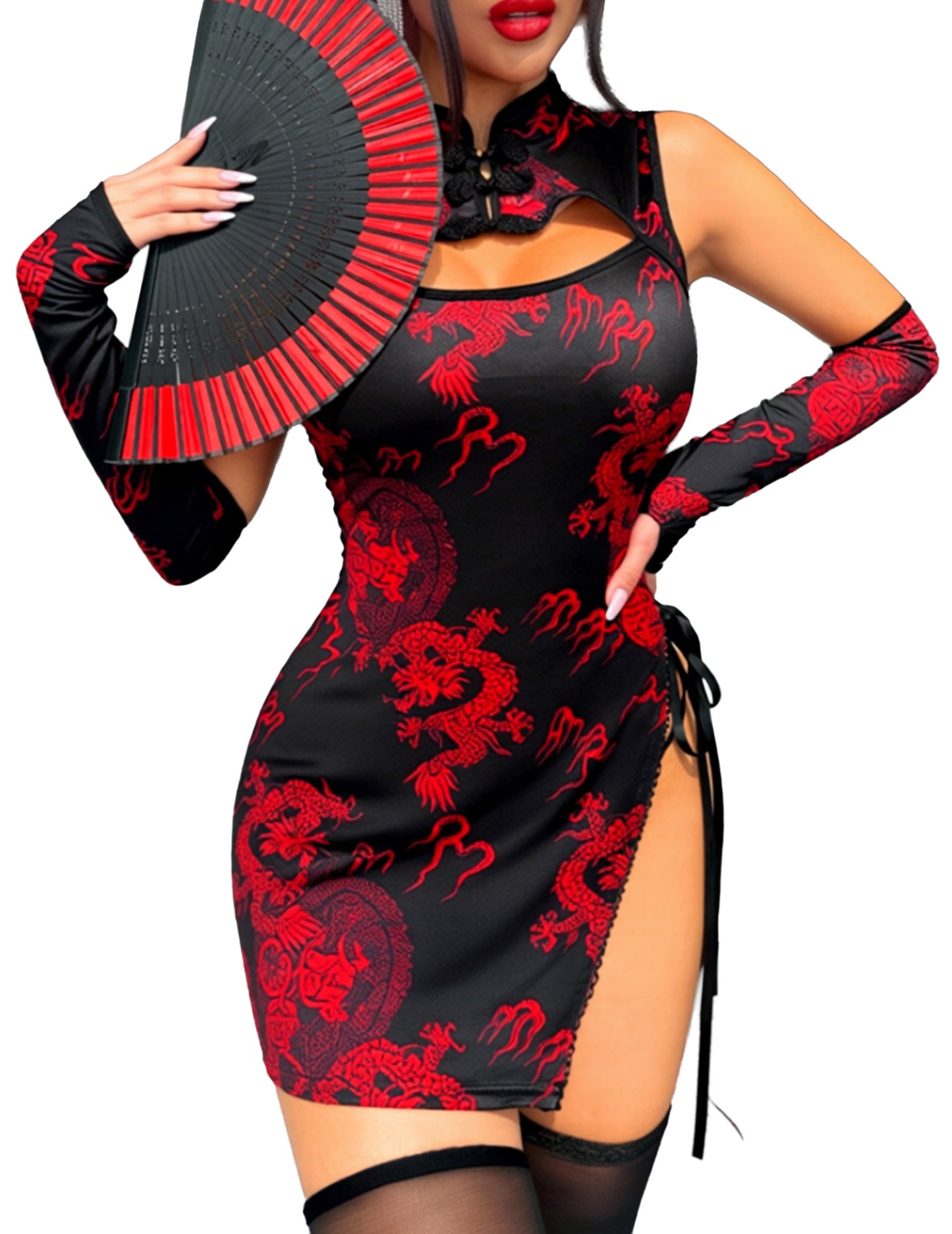 Sexy Lingerie Fantasy Costume Sexy Series Printed Cut-Out Slit Women's Costume
