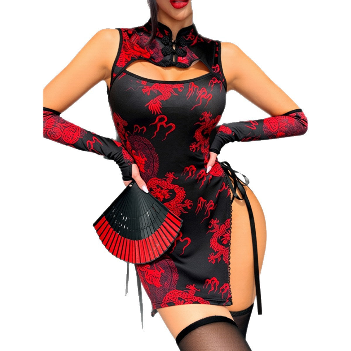 Sexy Lingerie Fantasy Costume Sexy Series Printed Cut-Out Slit Women's Costume