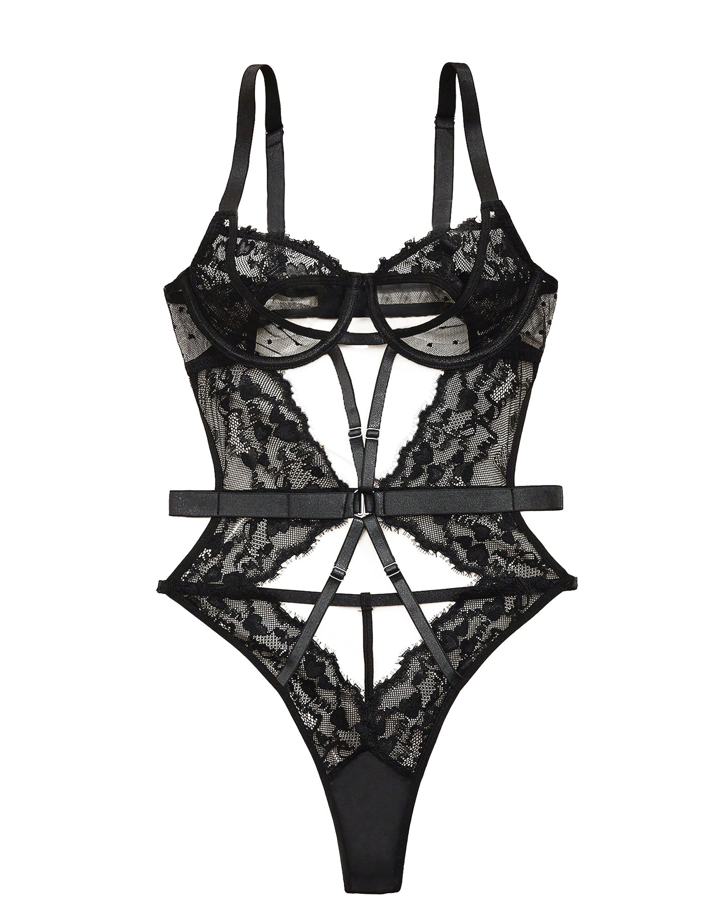 Women Sexy Lingerie Lace Eyelash Push Up Bodysuit