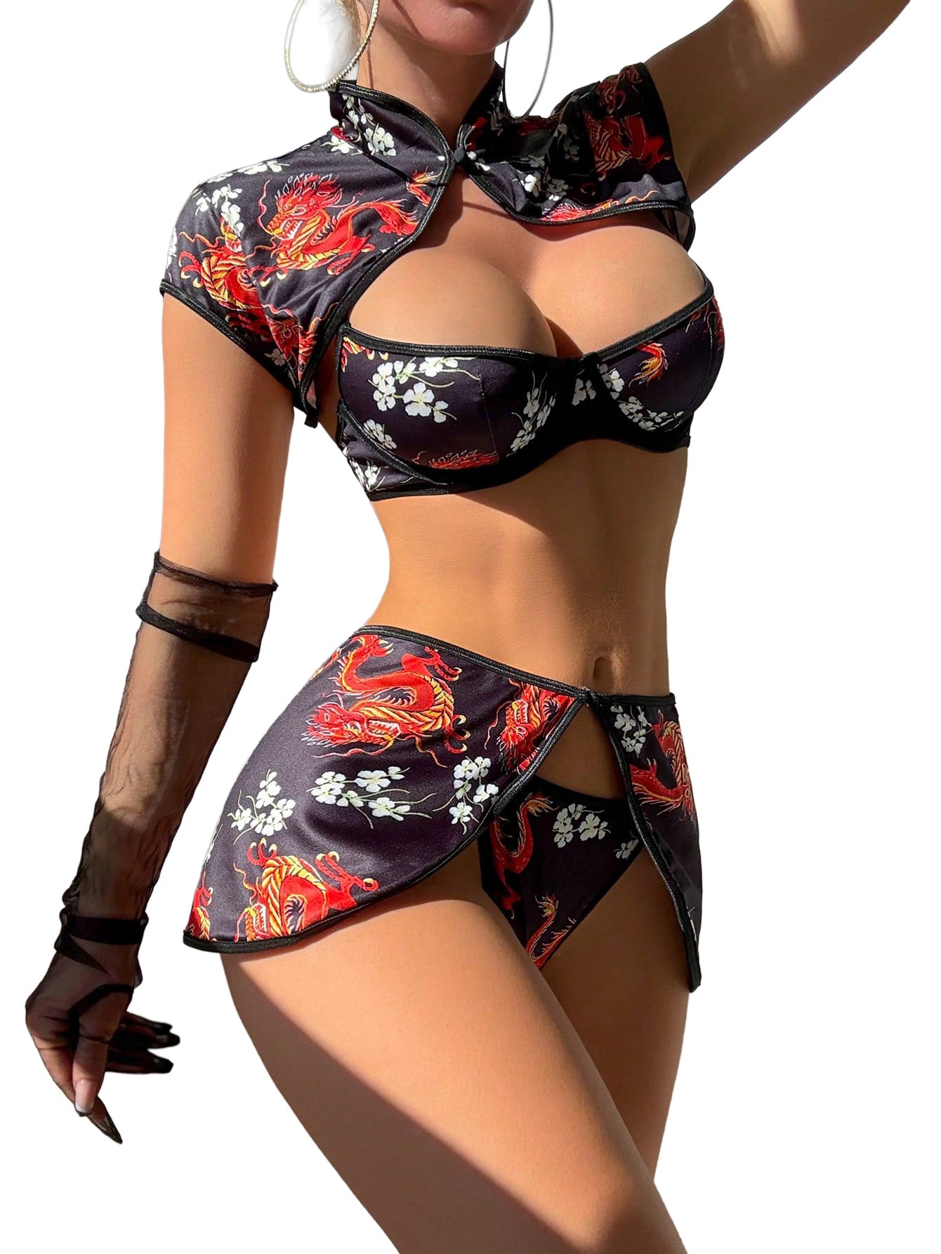 Sexy Lingerie Fantasy Costume Sexy Series Printed Cut-Out Slit Women's Costume