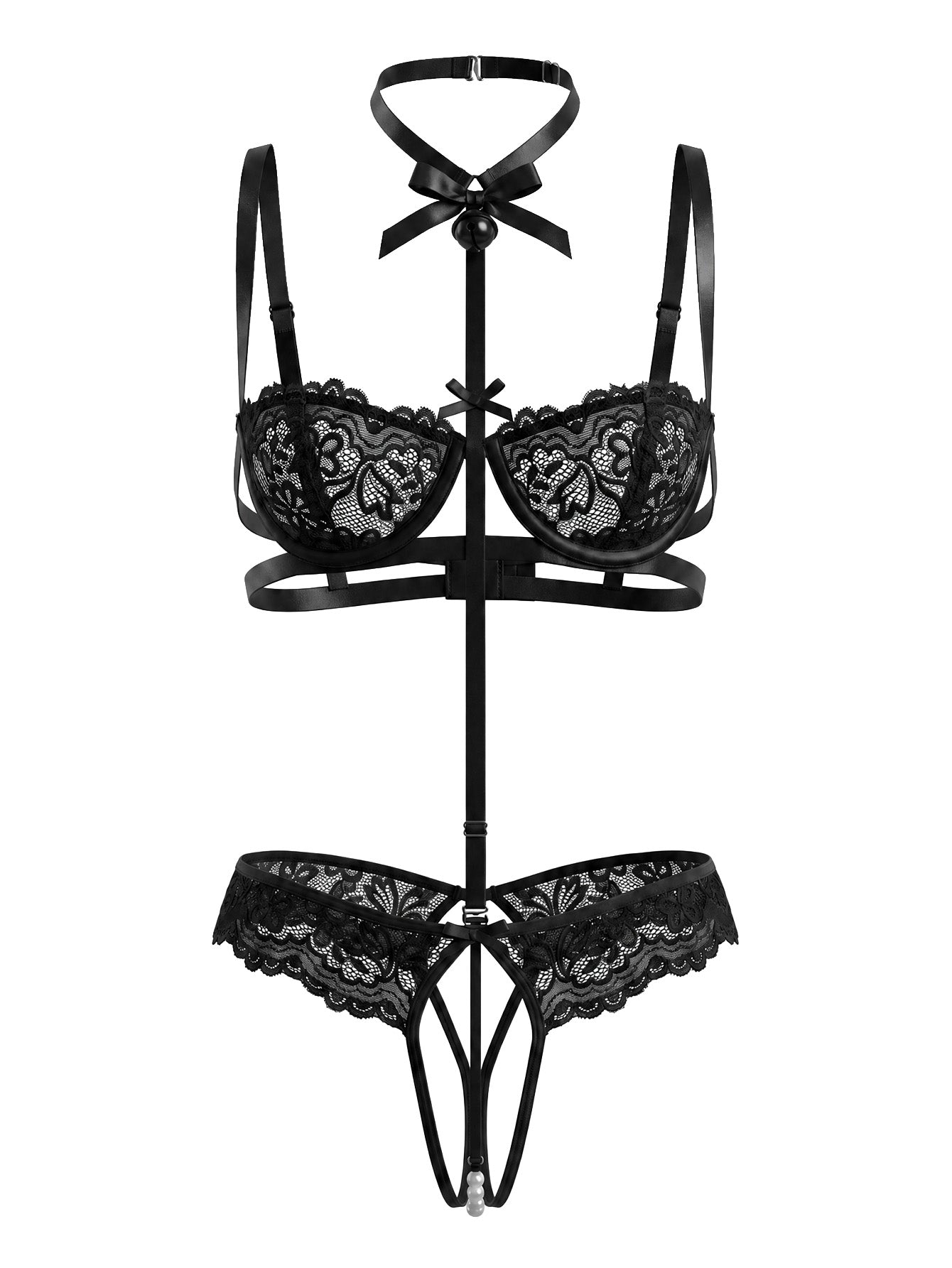 Women's Sexy Lingerie Lace Push Up Bra Set Sheer