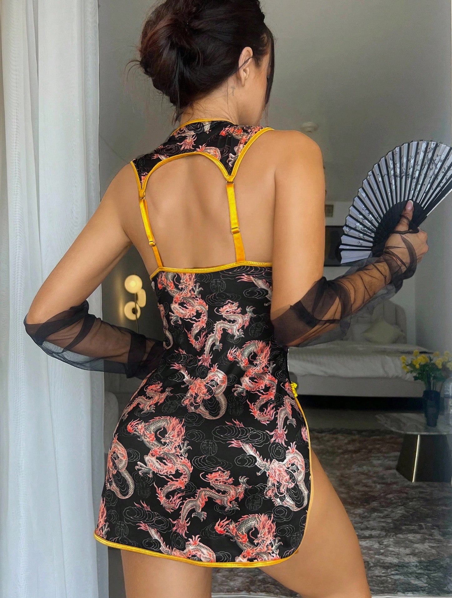 Sexy Lingerie Fantasy Costume Sexy Series Printed Cut-Out Slit Women's Costume