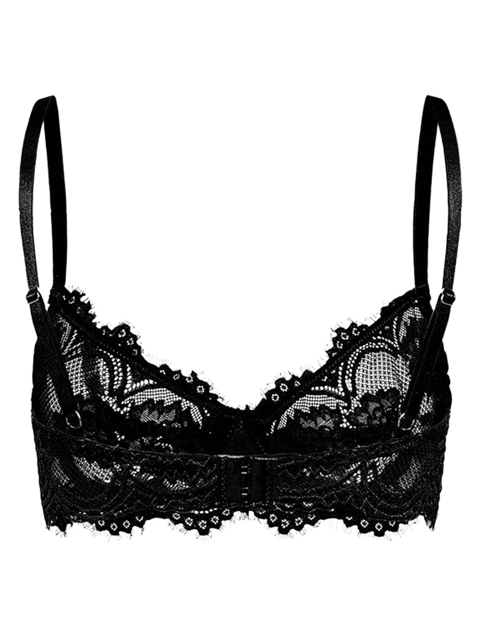 Lingerie Lace Bra & Panty Set, Push Up Open Cup, Black