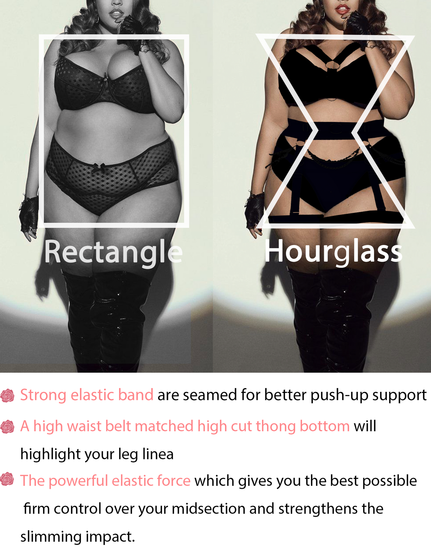 Sexy Lingerie Set For Women With Garter Belt 5 Pieces Strappy Bra and Panty Set Adjustable With Chain
