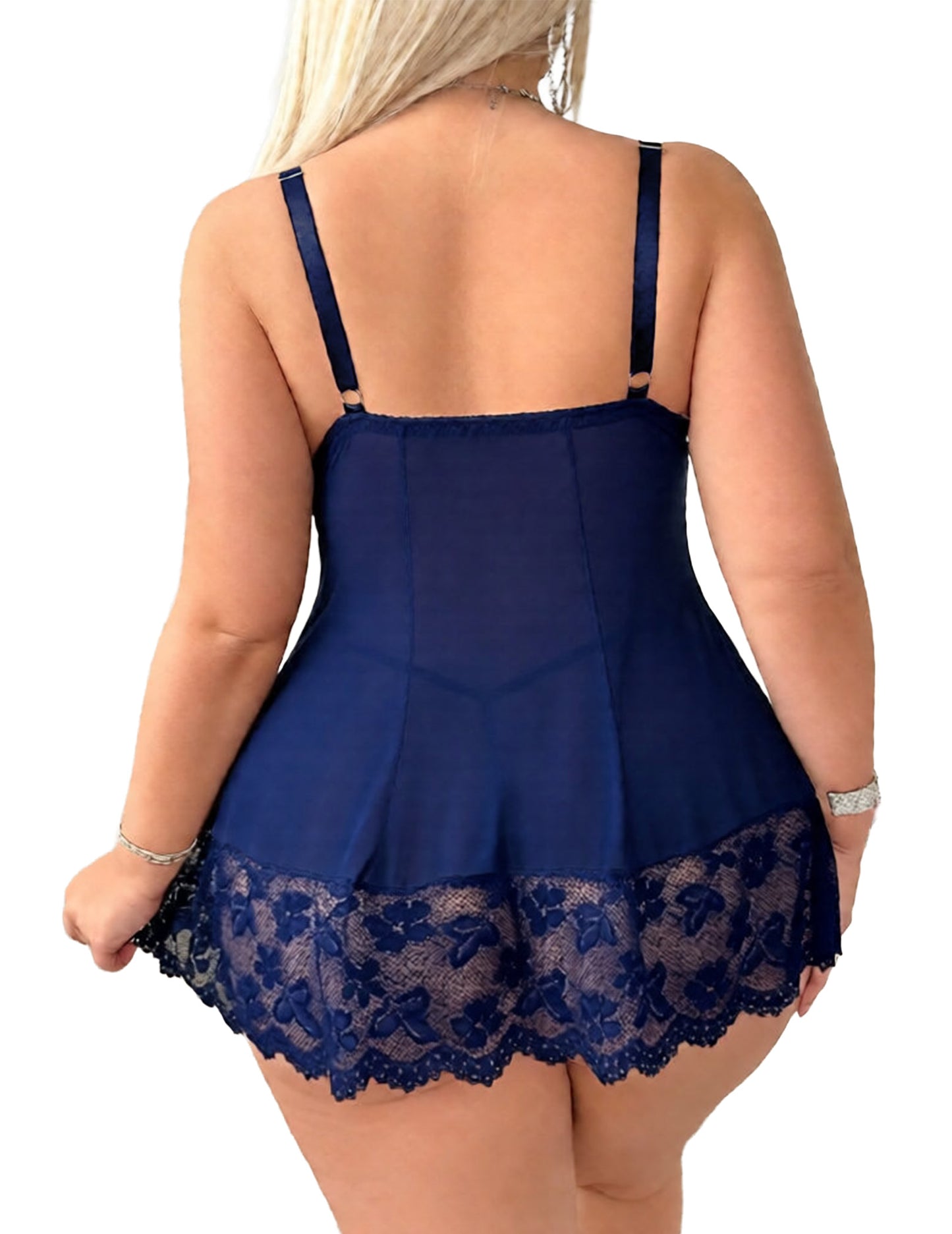 Alrovetoney Women Plus Size Lingerie for Curvy Women Plus Size Babydoll Lace Chemise Halter Nightwear Teddy Dress