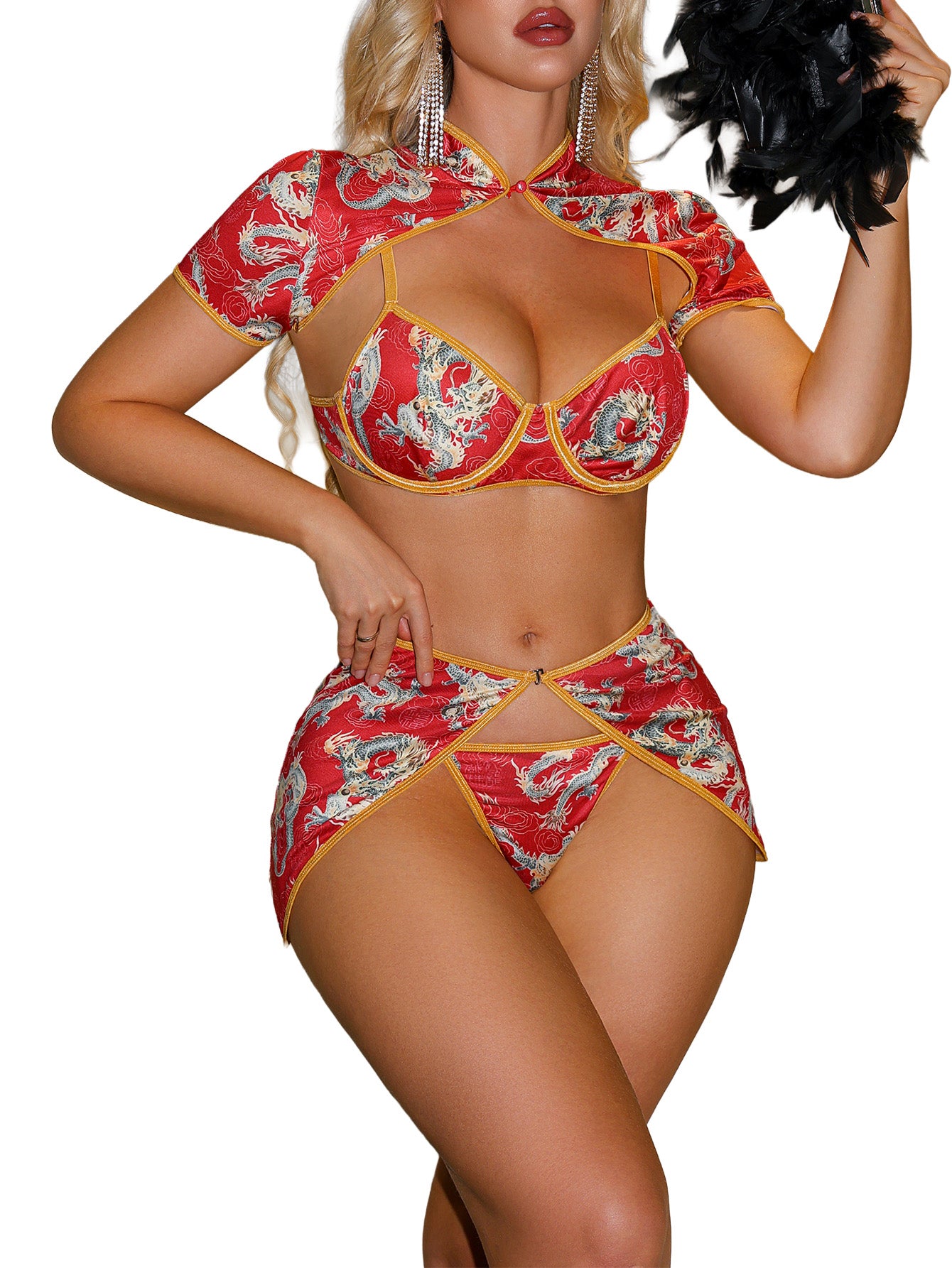 Sexy Lingerie Fantasy Costume Sexy Series Printed Cut-Out Slit Women's Costume
