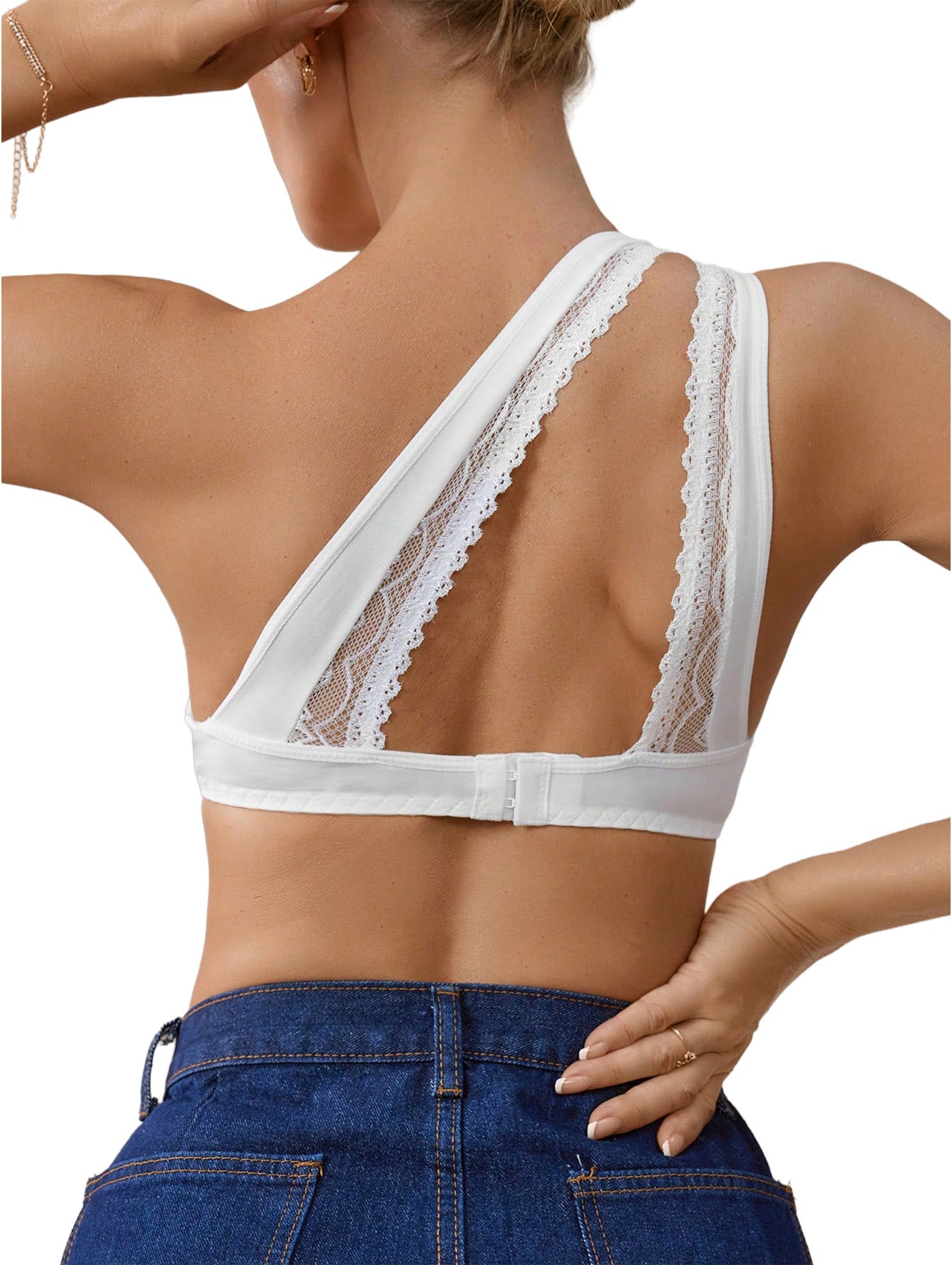 Lingerie Left Shoulder Balconette Bra Set Underwire Unlined